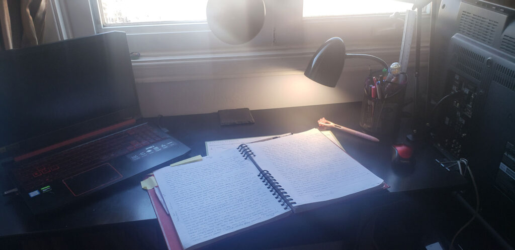 my writing setup at home