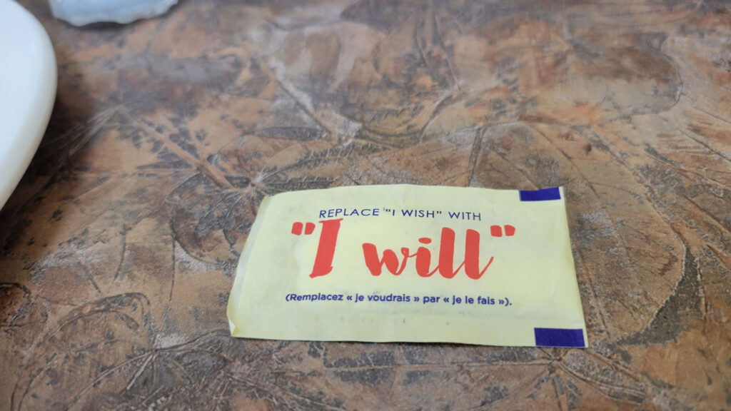 fake sugar packet, replace "I wish" with "I will" introspection 